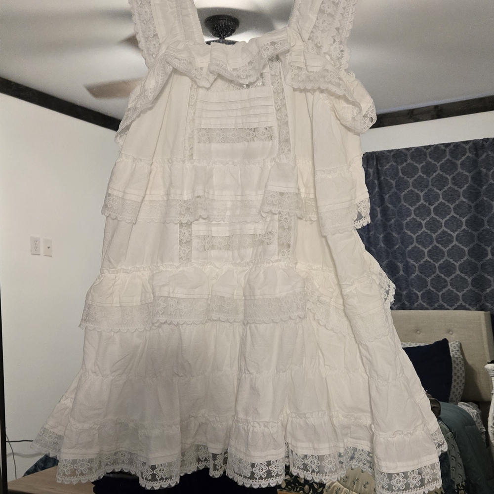 White Lace Ruffle Romper